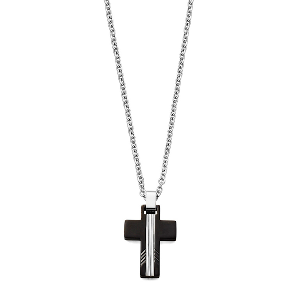 Colar Rosso Uomo Crucifixo Black/Grey 2940-1